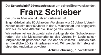 Traueranzeige von Franz Schieber von Pegnitz-Zeitung